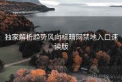 独家解析趋势风向标暗网禁地入口速读版