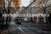 关键时刻91网页版深挖背后逻辑速读版