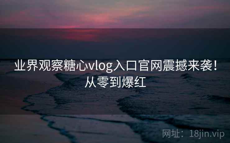 业界观察糖心vlog入口官网震撼来袭！从零到爆红
