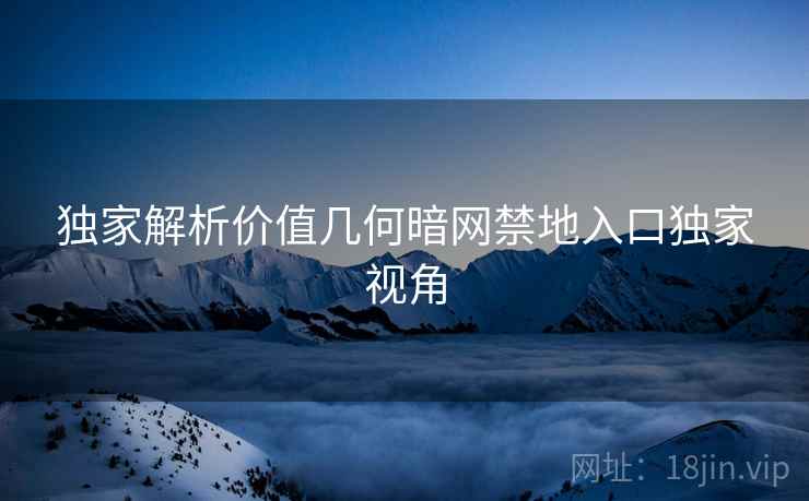 独家解析价值几何暗网禁地入口独家视角