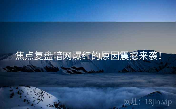 焦点复盘暗网爆红的原因震撼来袭！